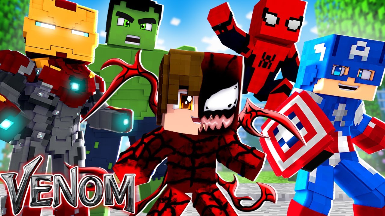 Minecraft - Who's Your Family? O FILHO DO VENOM CARNAGE , FOI ADOTADO PELOS VINGADORES ! VENOM 2