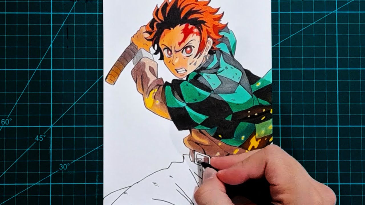 Desenhar anime do zero - Tanjiro de Demon Slayer | Speed Draw