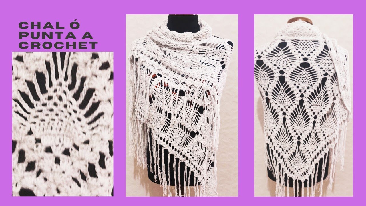 CHAL ó PUNTA  a CROCHET punto piñas 🥰🙏👍👉🔔