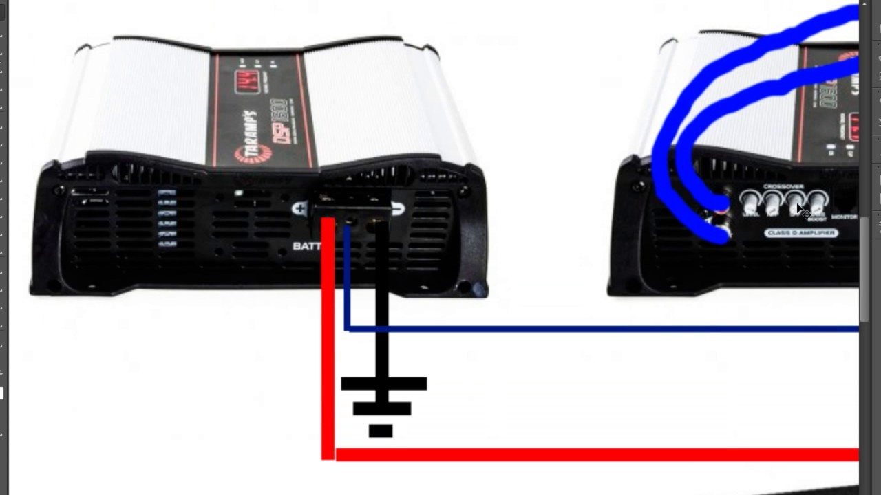 Esquema detalhado de instalação de um ou mais amplificadores