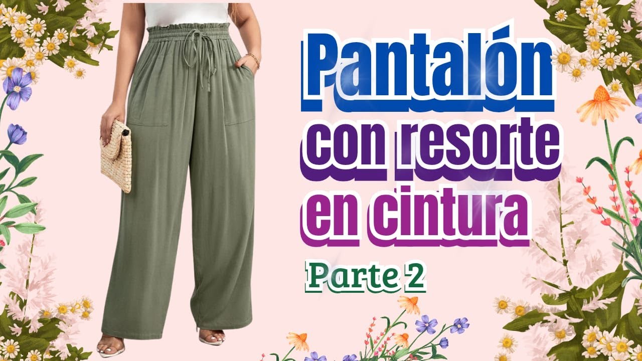 PANTALÓN CON RESORTE EN CINTURA PARTE 2 Pantalón recto. Pantalón con bolsas de parche.