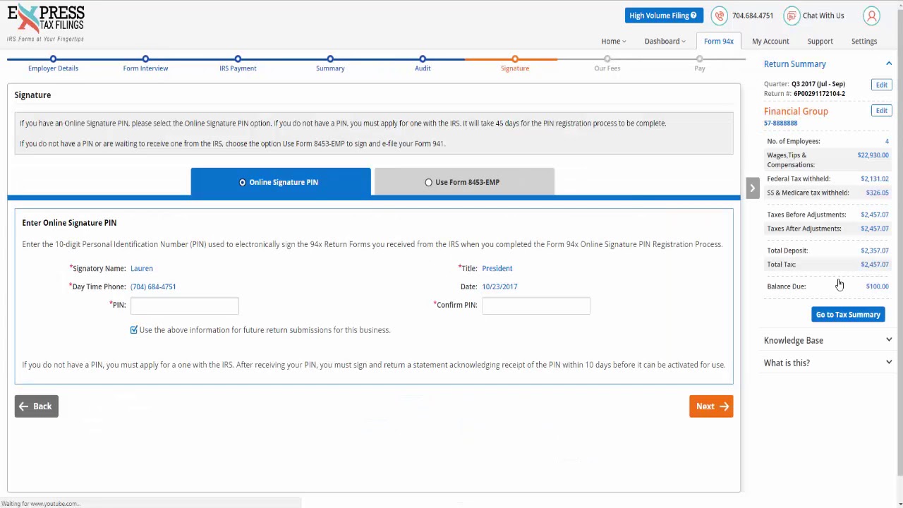 How to File Form 941 Employer's Quarterly Federal Tax Return with ExpressTaxFilings