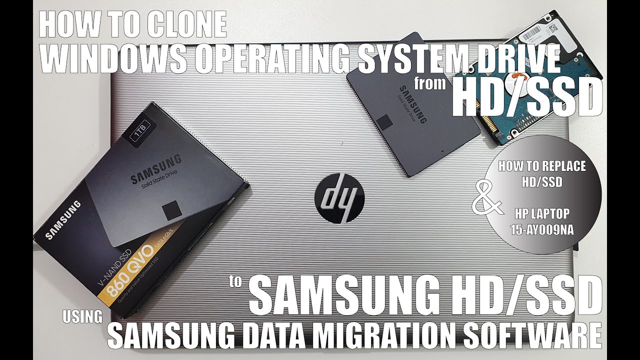 How To Clone Windows Operating System Drive To Samsung SSD & Replace SSD in HP Laptop 15-ay009na