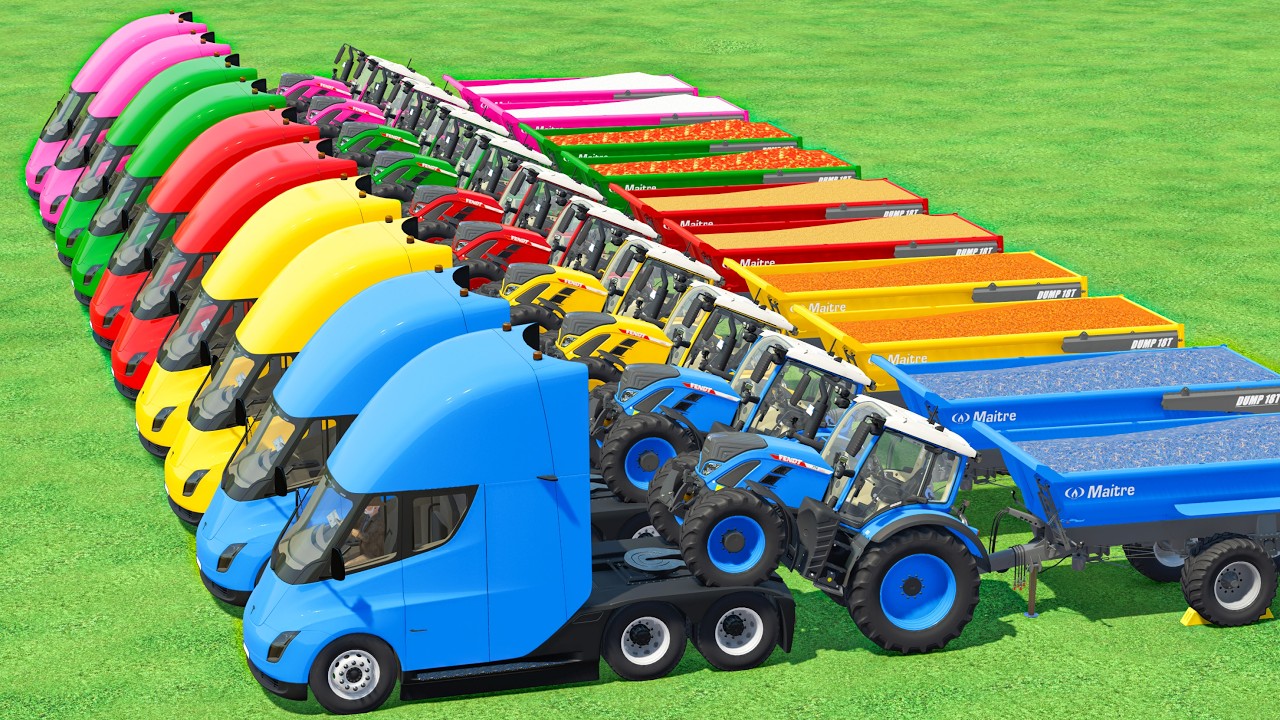 Electric TESLA With Colors |  FENDT Tractors Load GRAPES, TOMATOES In Fs22 | Farming Simulator 22