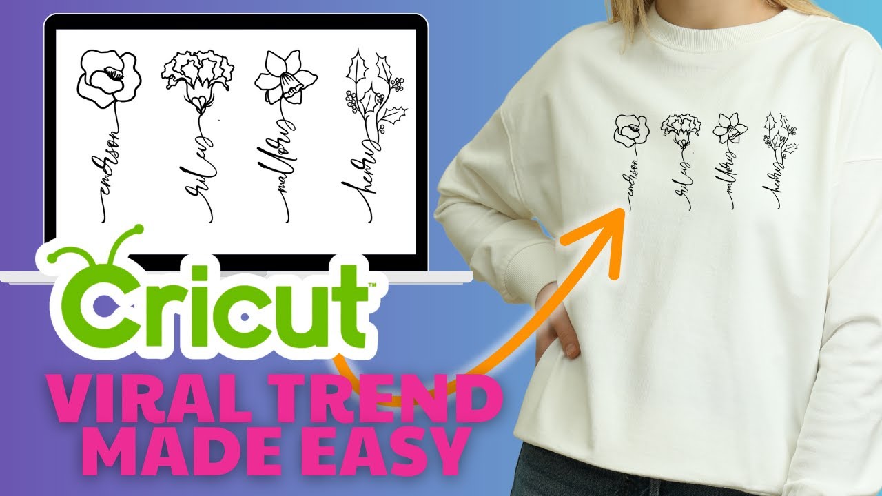 How To Create Birthflowers With Names As Stems 🌷🌻 | Cricut Design Space Beginner Tutorial