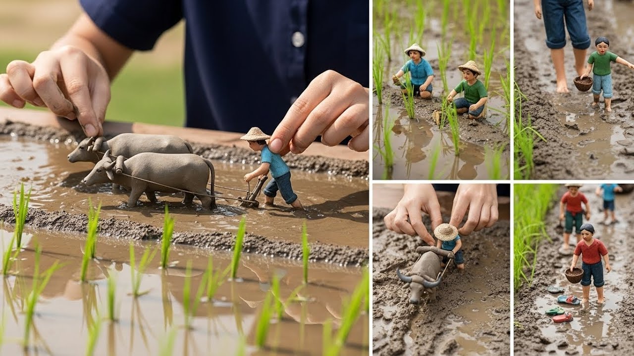 Satisfying Clay Sculpting ✋ | Tiny Village Built by Hand