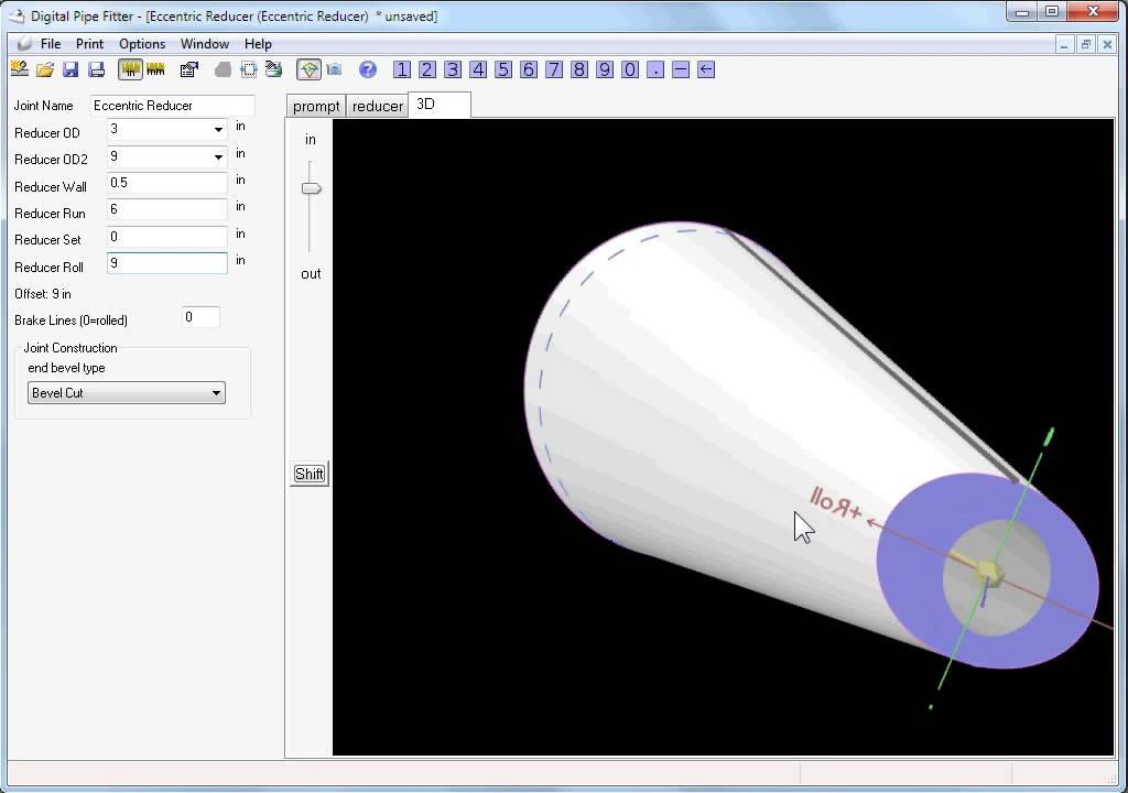 Digital Pipe Fitter: Eccentric Reducer