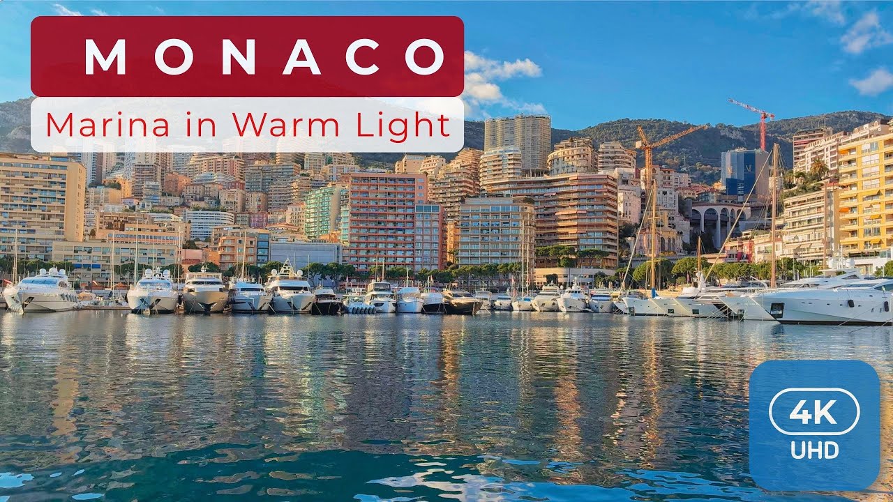 🇲🇨 Monaco Marina in Warm Light | Relaxing Walk Among Luxury Yachts 4K