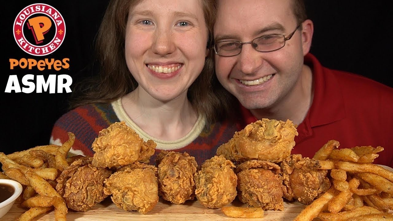 ASMR POPEYE'S FRIED CHICKEN 😋 MUKBANG (No Talking) EATING SOUNDS