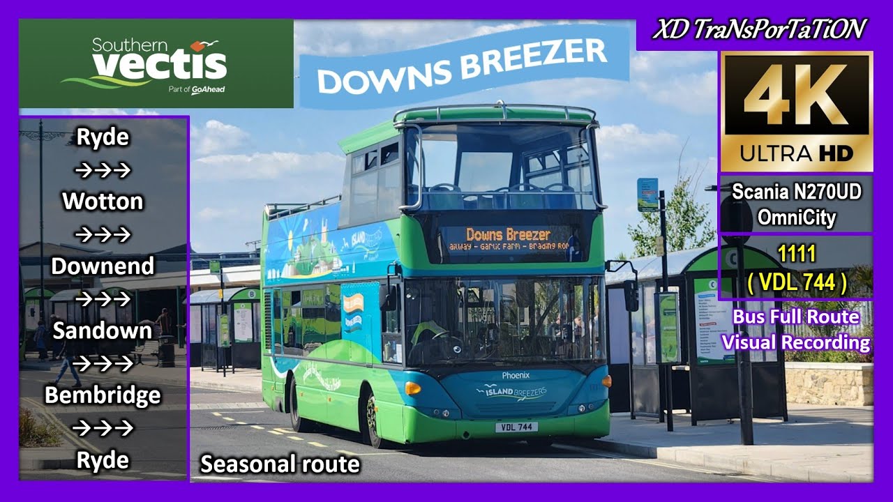 [Southwen Vectis] The Downs Breezer ~ Ryde ➝ Downend ➝ Sandown ➝ Ryde  *Circular route*  【4K UW】
