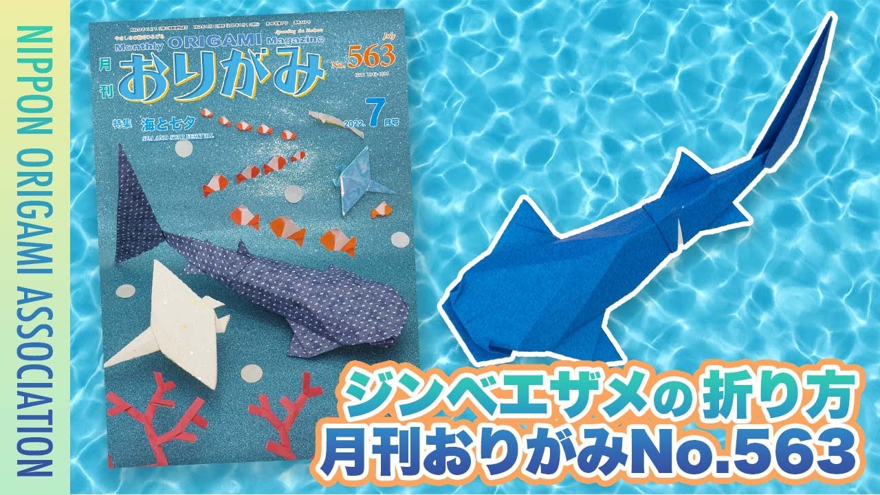 【折り方動画】ジンベエザメ ＜創作：金城 和美＞ 月刊おりがみ2022年7月号 No.563【日本折紙協会】