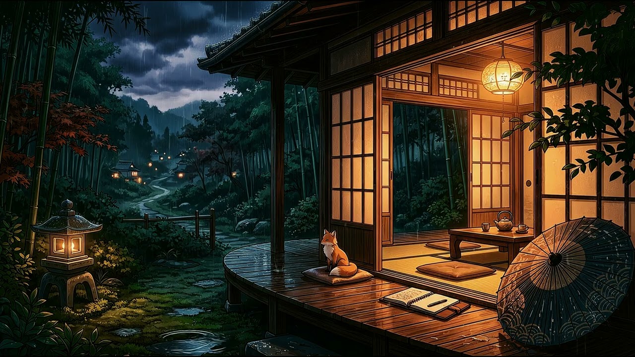 Cozy Rainy Night in a Japanese House 🦊 Lofi Hip Hop Mix [Deep Focus & Study]