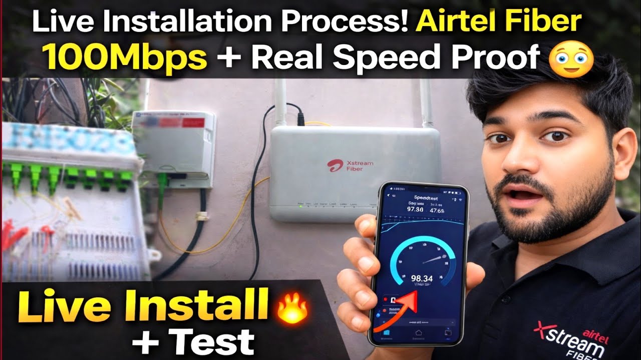 👉 Live Installation Process || Airtel Fiber 100Mbps + Real Speed Proof 😳