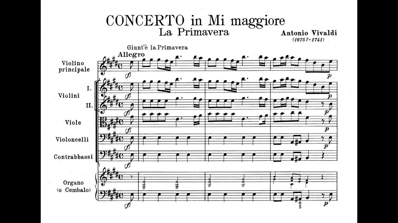 Antonio Vivaldi - Violin Concerto in E major RV 269 'Spring' (Sheet Music Score)