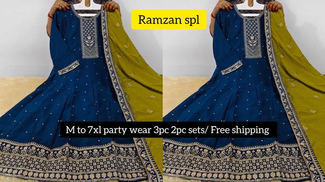 M to 7xl Ramzan part 2, party wear, office wear 3 pc anarkali sets, top and dupatta sets/ free shipp