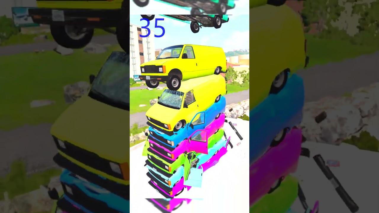 BeamNG Drive Mixed Colorful Cars Fal Crash #shorts
