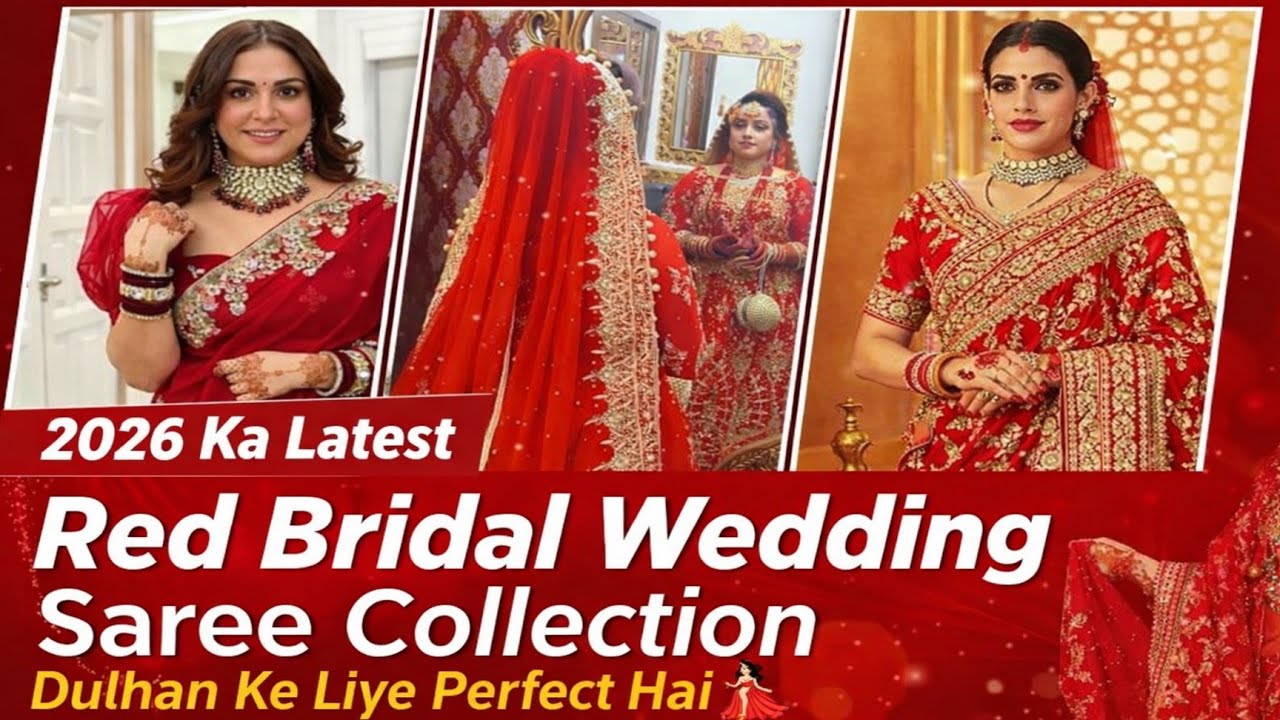 2026 ka latest 🔴red bridal wedding saree collection dulhan ke liye perfect hai💃#2026SareeCollection