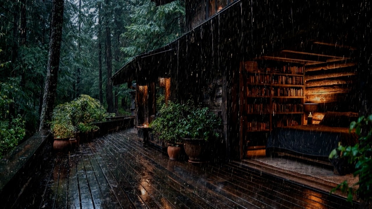 Heavy Rain in the Forest at Night 🌧️ Rain Sounds for Deep Sleep & Insomnia Relief