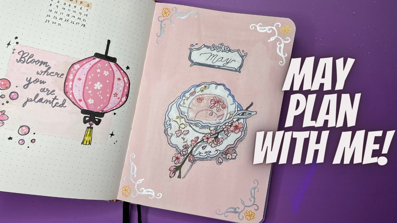 PLAN WITH ME |🌸Sakura themed May 2022 Bullet Journal Setup🌸