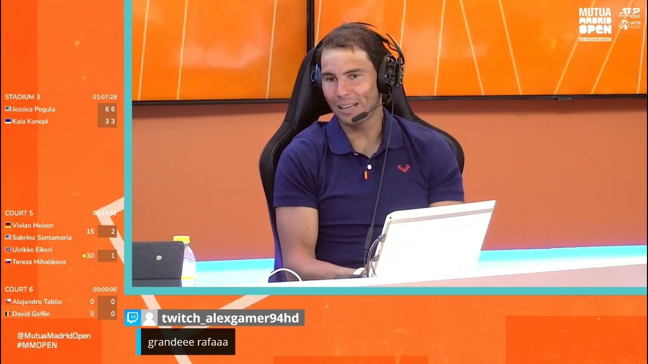 Rafael Nadal at the Madrid Open Studio, 1 May 2022