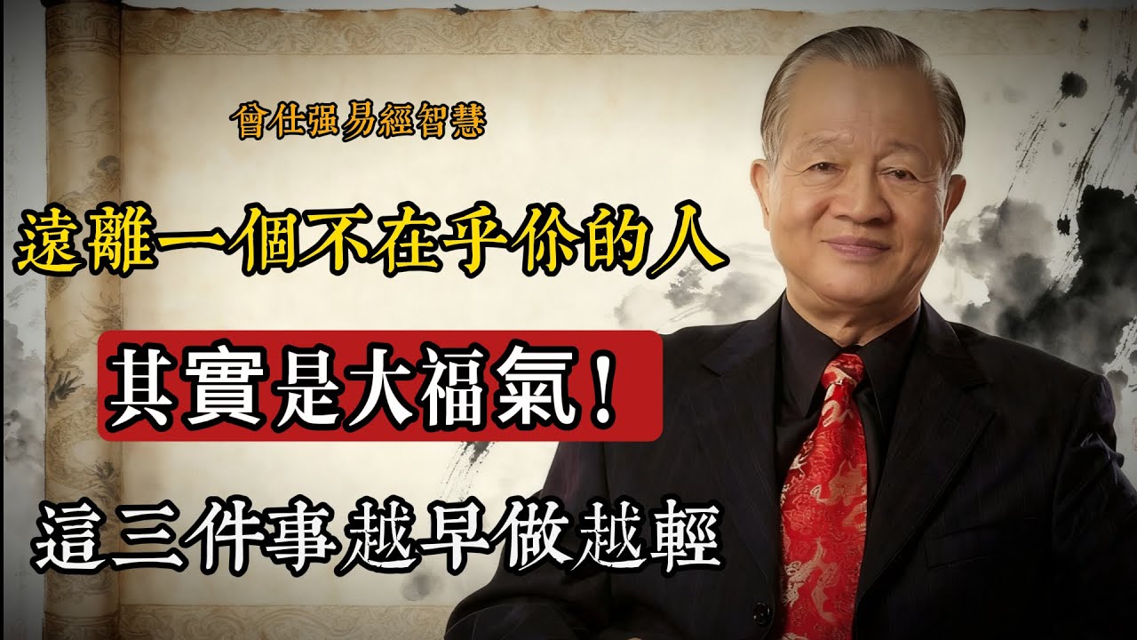 曾仕強：遠離一個不在乎你的人，其實是「大福氣」！這三件事，越早做越輕鬆#曾仕強 #易經智慧 #國學人生 #情感療愈 #緣分 #放手 #斷舍離 #心靈成長 #中華文化 #人生哲學