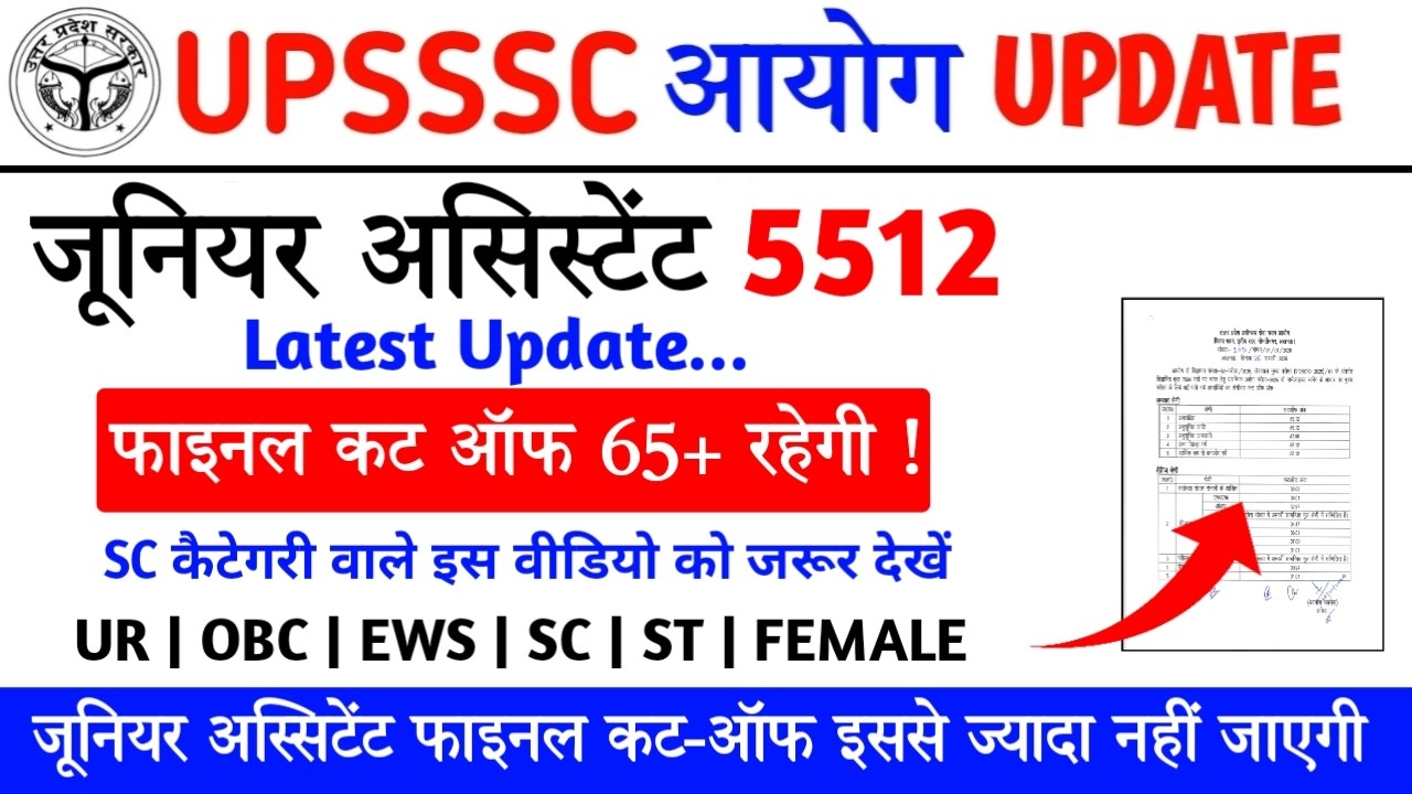 Junior Assistant 5512 Final Cut Off | junior Assistant 5512 DV Date Update | upsssc JA 5512 CUT OFF