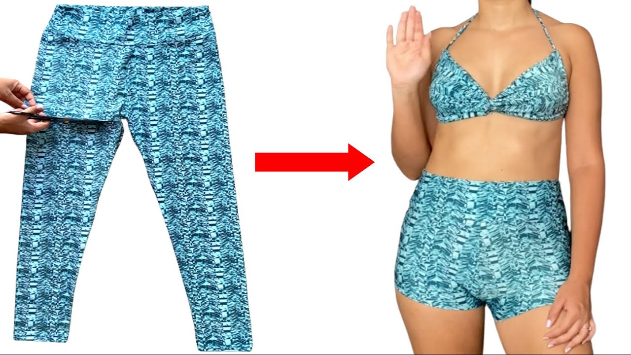 ♻ Reciclo TRAJE de BAÑO, DIY OLD CLOTHES RECYCLE, TRANSFORM Pants Into a Swimsuit, RECICLAR Pantalón
