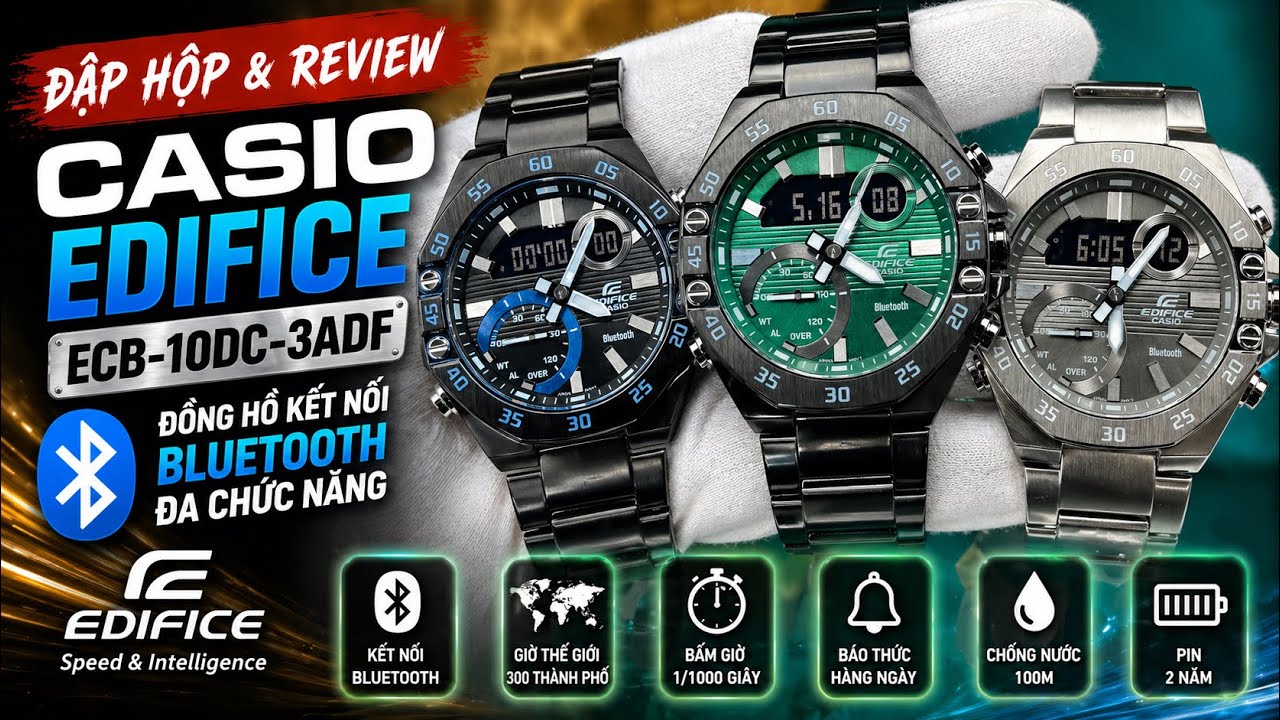 [ Review ] Đập hộp đồng hồ Casio Edifice ECB - 10DC - 3ADF | Casio Japan | Quang Lâm