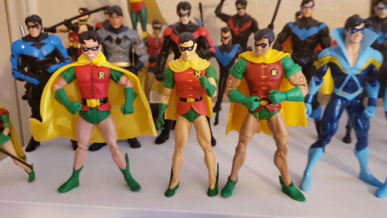 DC Robin (Dick, Jason, Tim, Damien, Carrie), Nightwing, and Red Hood Action Figure Comparisons