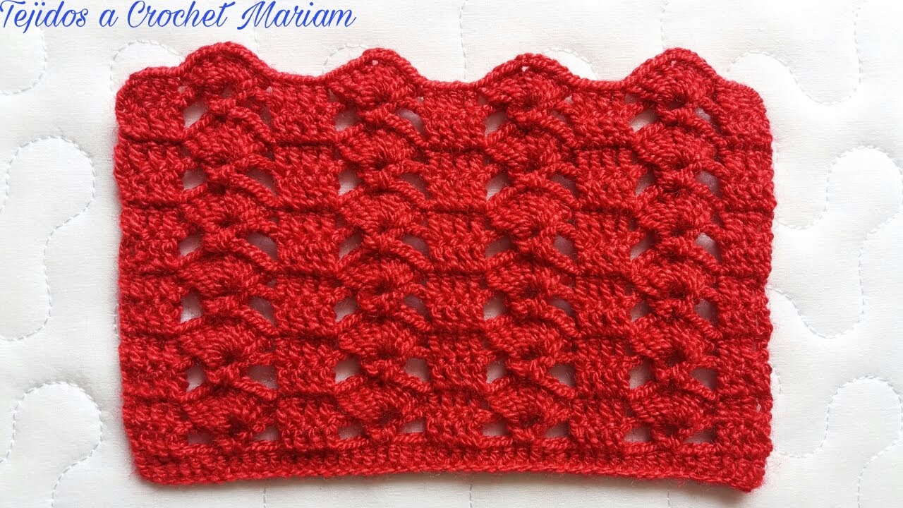 Puntos Tejidos a Crochet Muestra #7(Tutorial Paso a Paso)Puntos Abanicos,Calados y Puntos Altos.