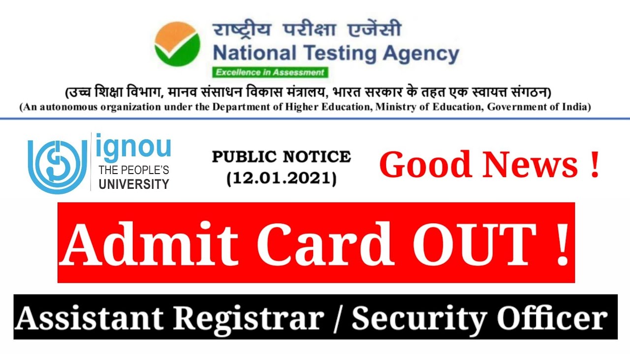 IGNOU Assistant Registrar & Security Officer Admit Card Out || IGNOU Assistant Registrar Admit Card