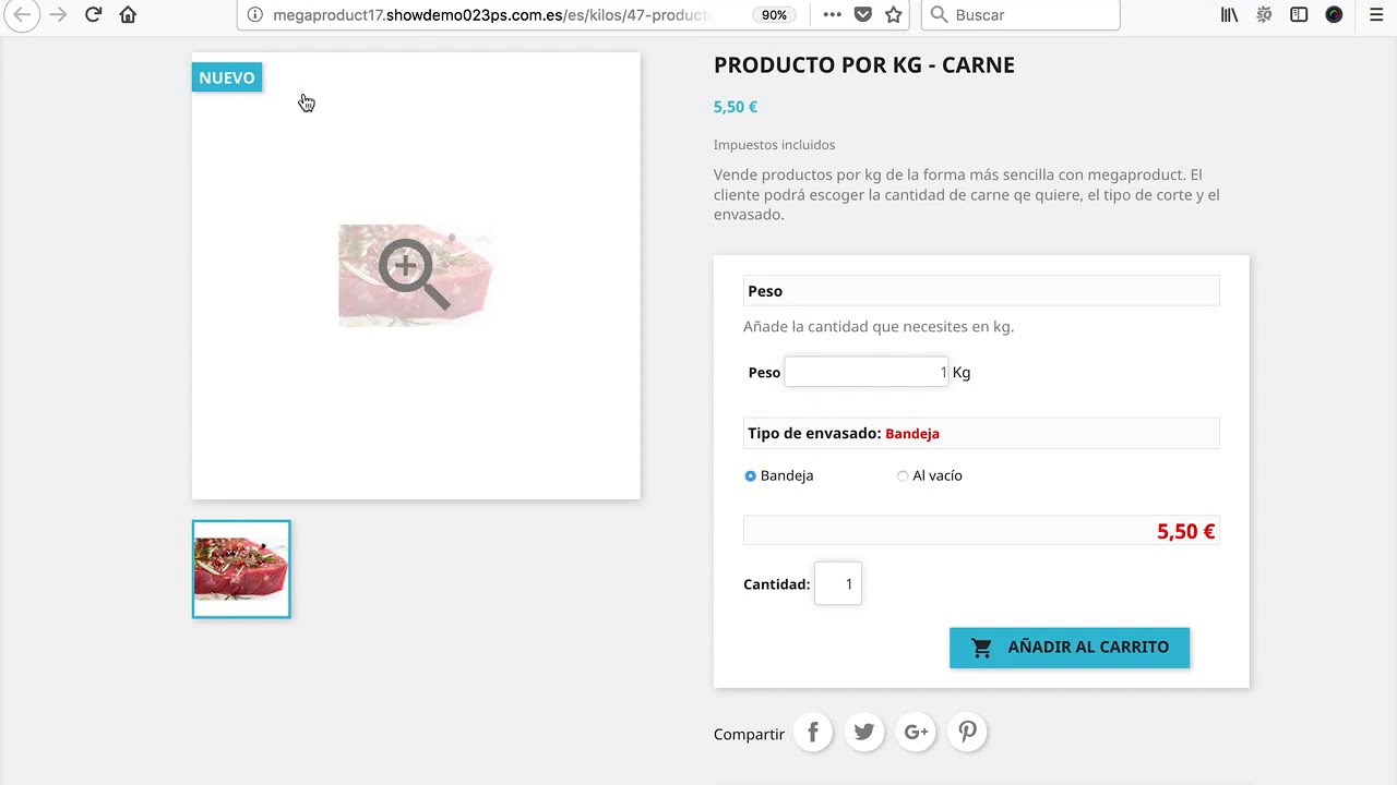 Vender productos por kg en PrestaShop - MegaProduct AlabazWeb
