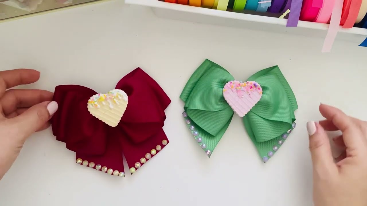 Посмотрите, как легко это сделать! 🎀 с 5-сантиметровыми лентами #бантики #лентыбантики