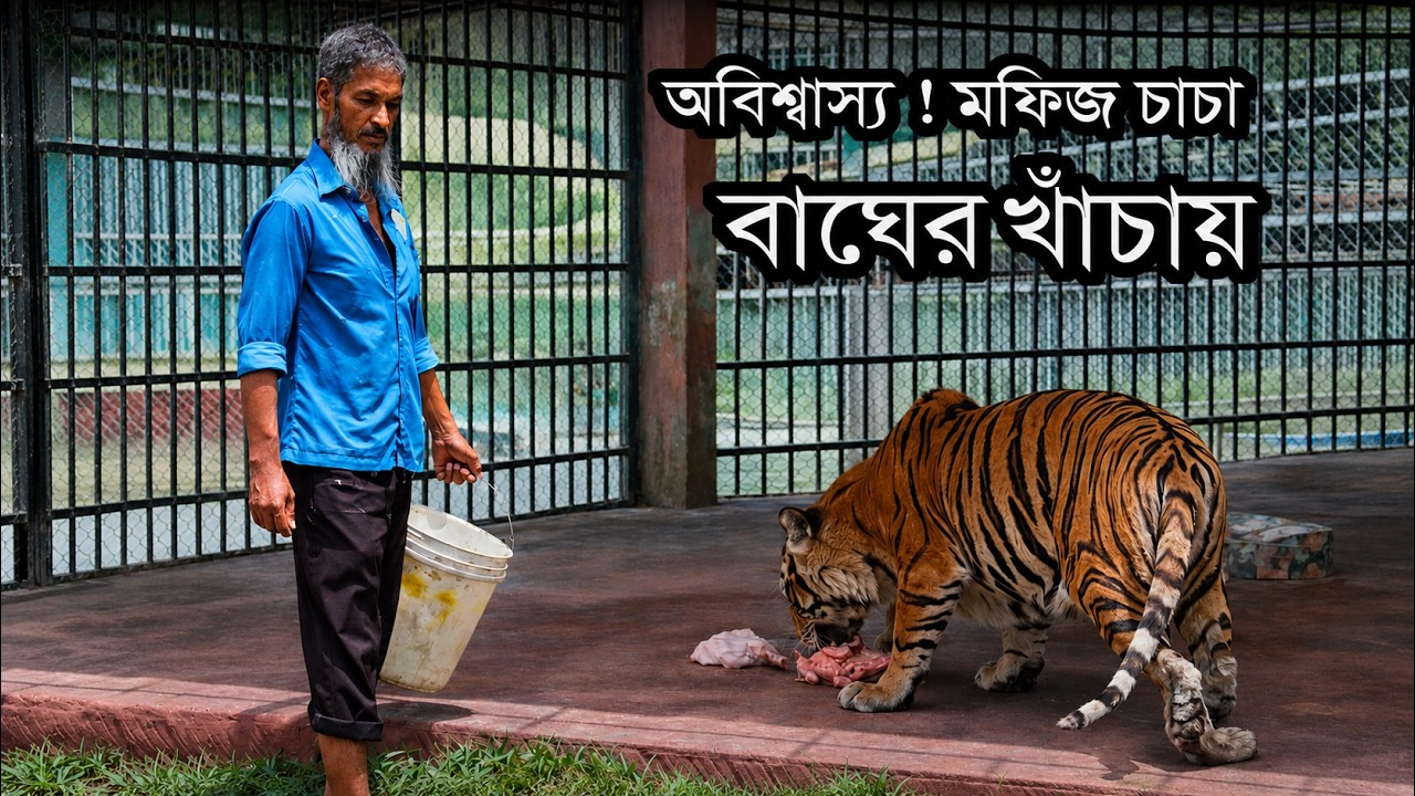 অবিশ্বাস্য ! বাঘের খাঁচায় বাঘসহ মফিজ চাচা ।।  চট্টগ্রাম চিড়িয়াখানায় কিভাবে খাবার দেয় দেখুন