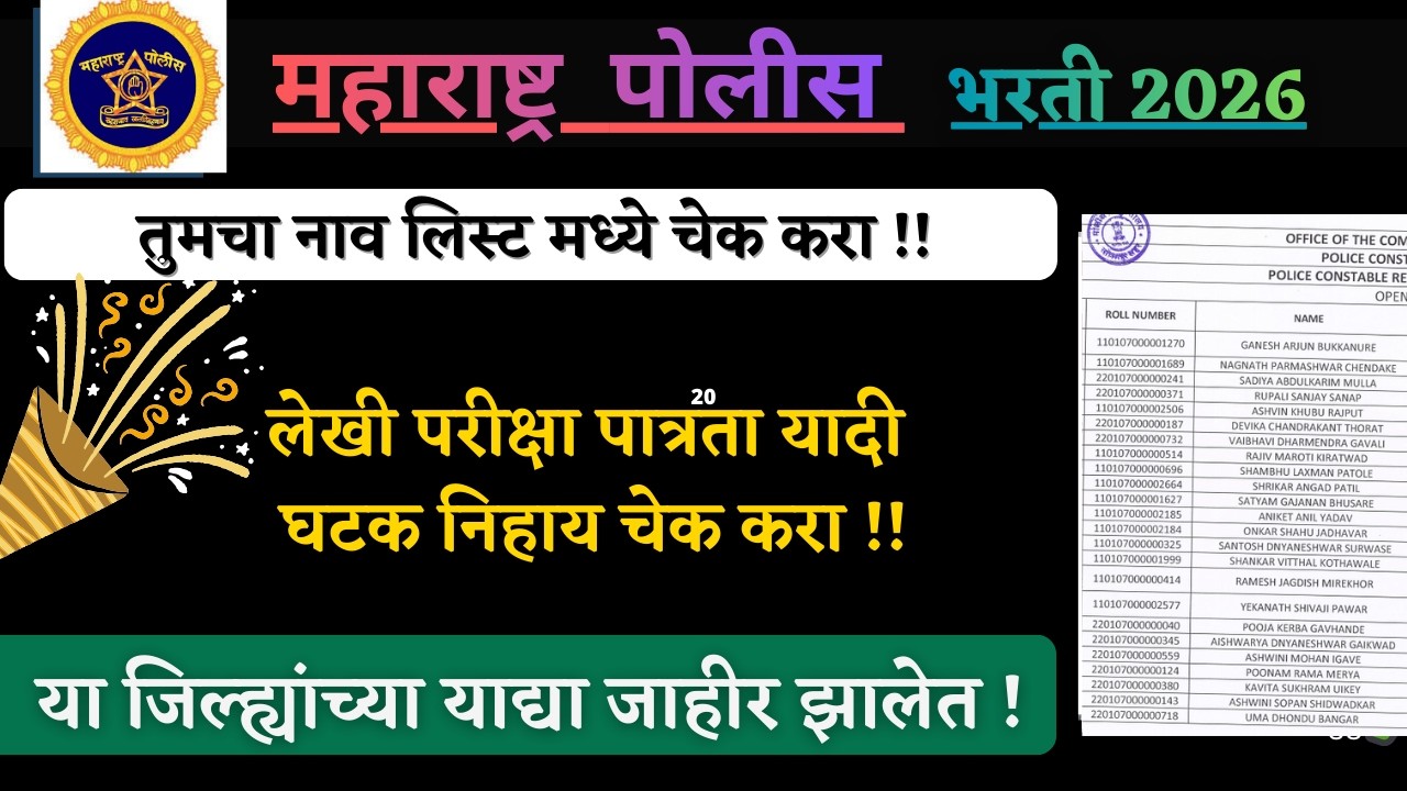 police ground cut off 2025-2026 I पोलीस लेखी परीक्षा पात्र उमेदवार यादी घटक निहाय  जाहीर !🎉