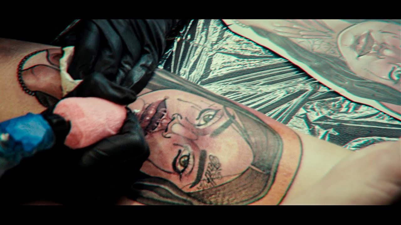 Thigh Tattoo Process - Alternative Virgin Mary