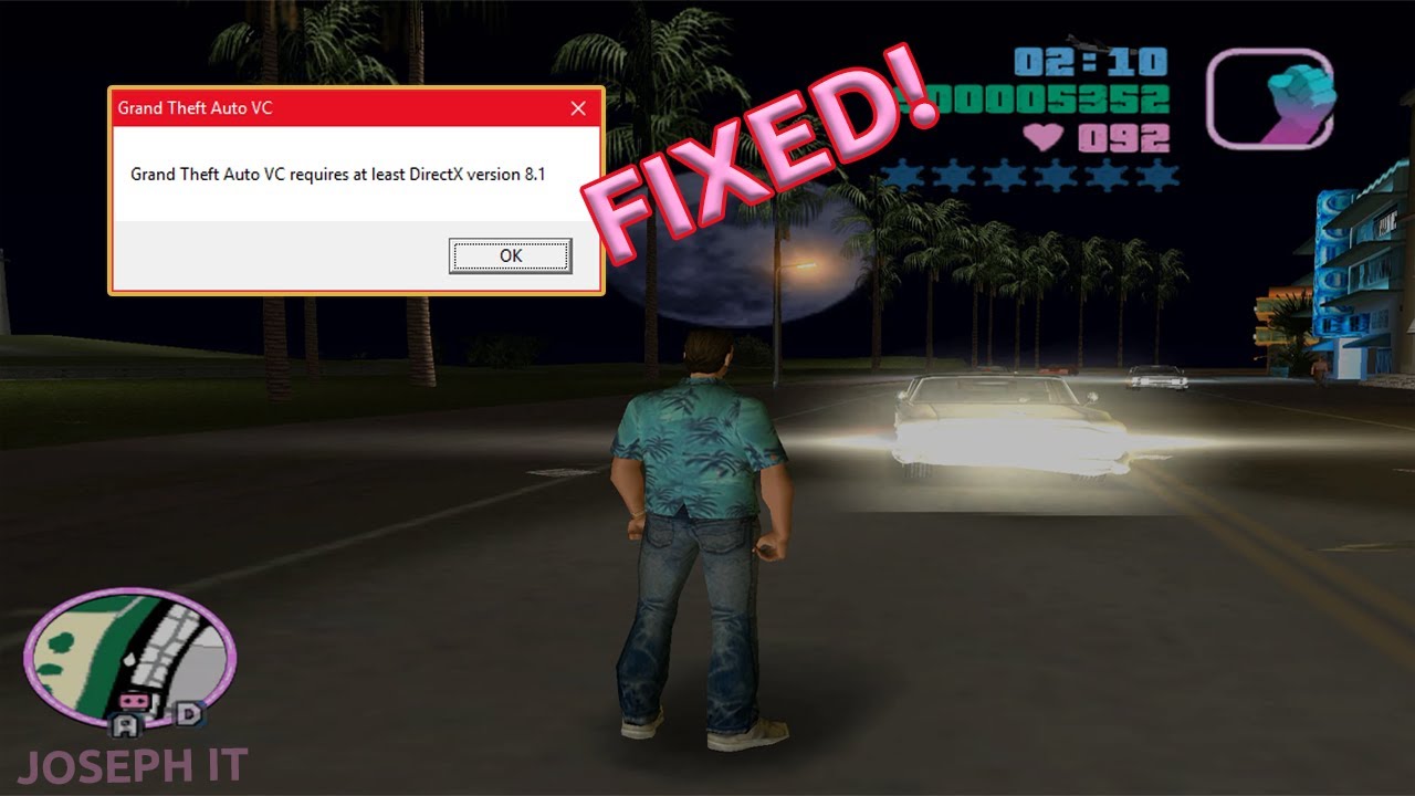 GTA VC требует DirectX версии 8.1 и выше. Исправлена ​​ошибка Vice City.