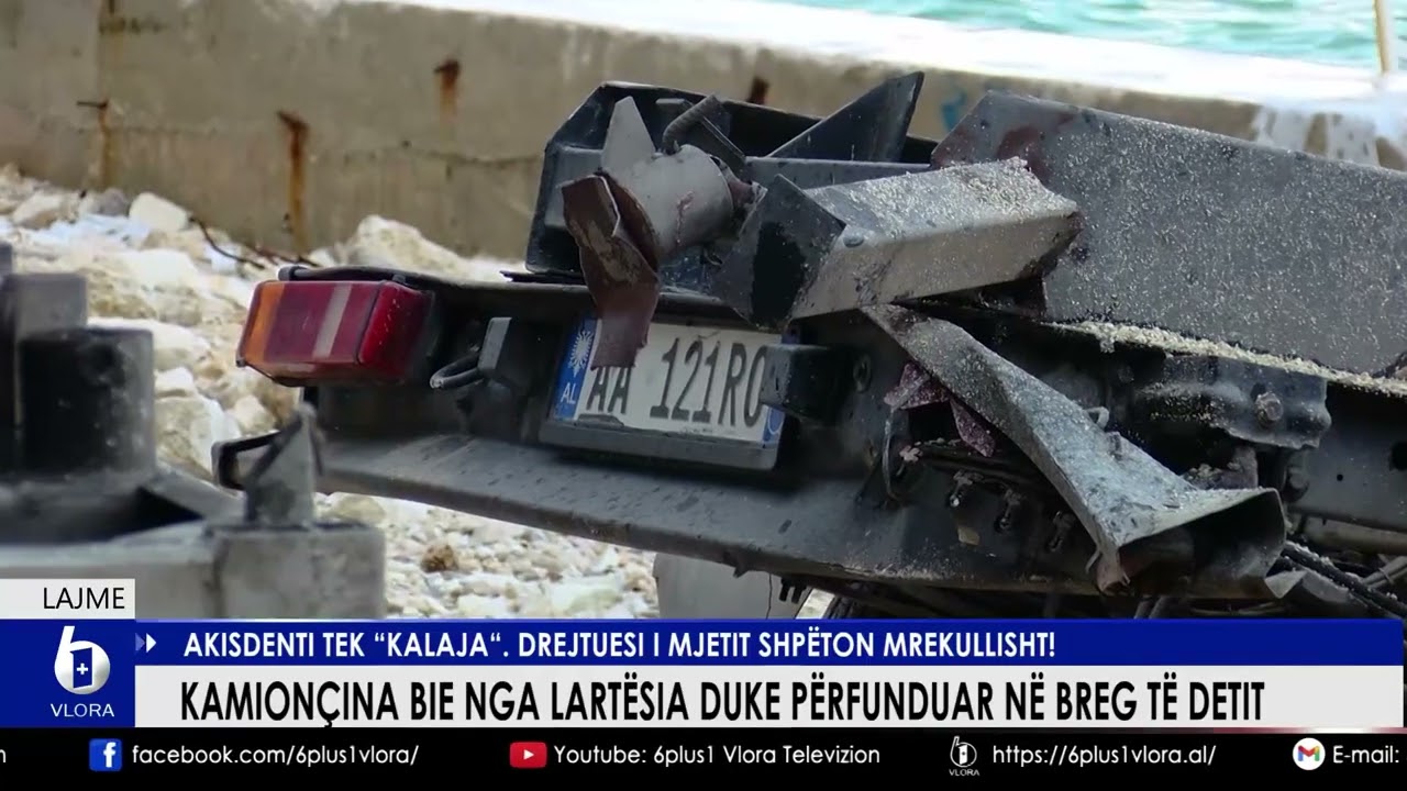 Kamionçina bie nga lartësia duke përfunduar në breg të detit.Drejtuesi i mjetit shpëton mrekullisht!