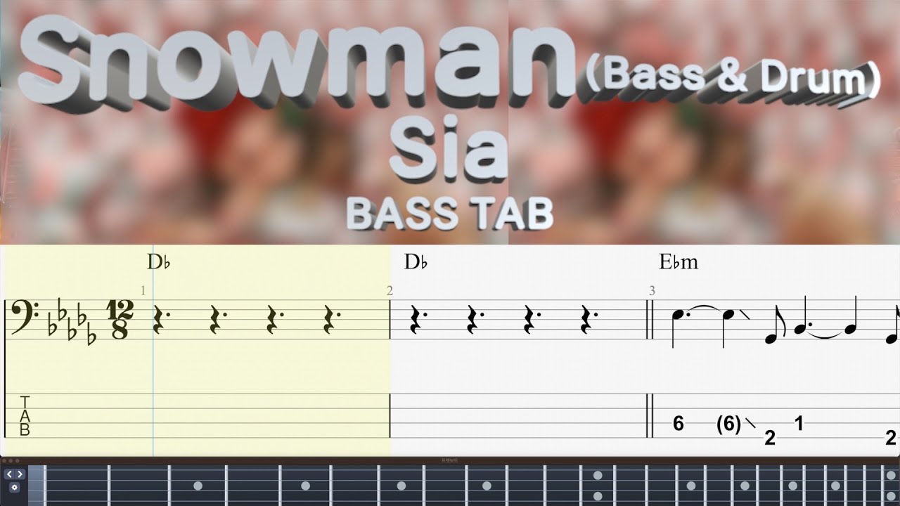 ★★☆☆☆(Bass & Drum) [Sia] Snowman Bass Cover (+BASS TAB)
