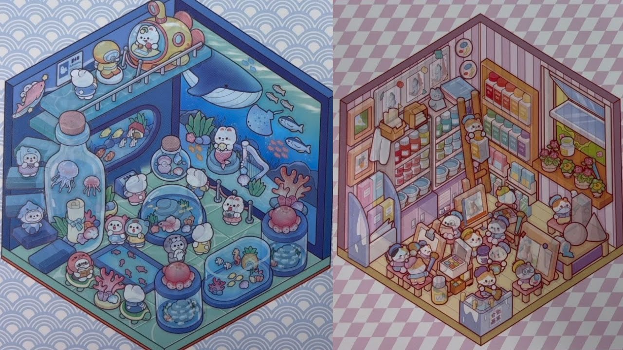 ASMR 🎧Little Rabit Visits the Aquarium and The Art Room of Hamster Students.