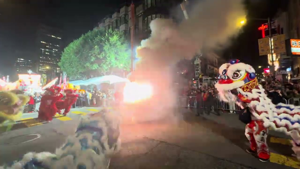 Leung's White Crane Dragon & Lion Dance Association Perform at Chinatown San Francisco 