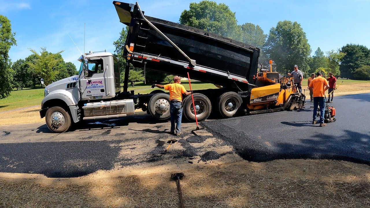 Asphalt paving crew