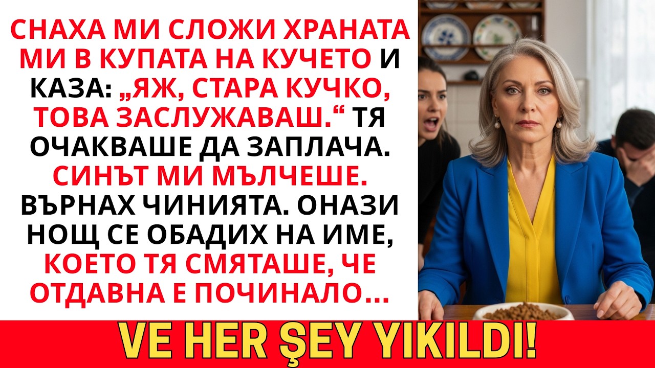 СНАХА МИ СЕРВИРА ХРАНАТА МИ В КУПА ЗА КУЧЕ И КАЗА: „ЯЖ, СТАРА КУЧКО…“