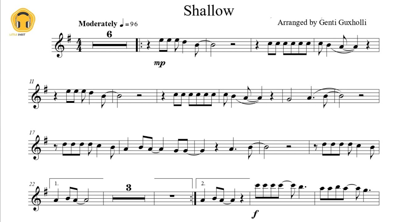 Shallow (from A Star Is Born) by Lady Gaga, Bradley Cooper (Flute Solo with Piano Accompaniment)