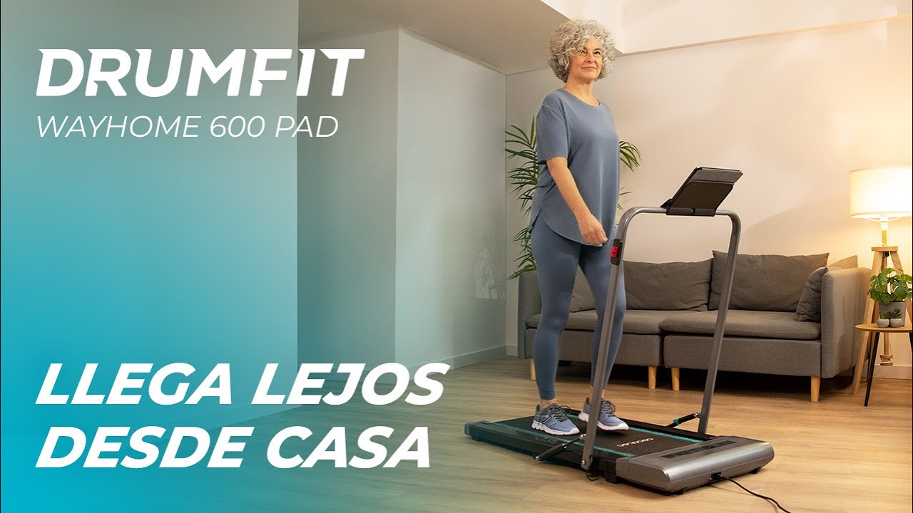 Cinta de andar DrumFit WayHome 600 Pad ultracompacta, con amplia superficie de carrera
