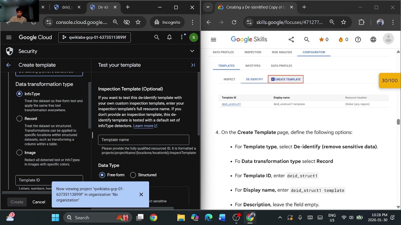 Creating a De identified Copy of Data in Cloud Storage