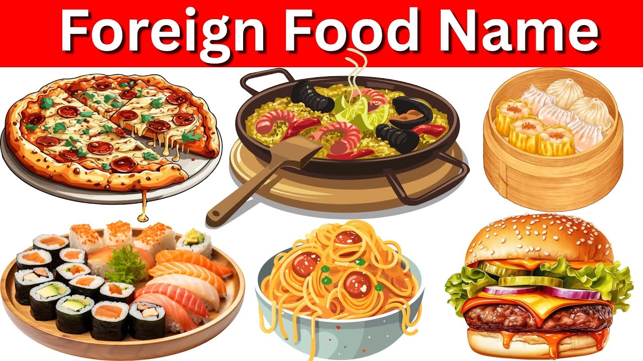 20 Foreign Food Names for Kids | Learn Popular International Food Names in English with Pictures