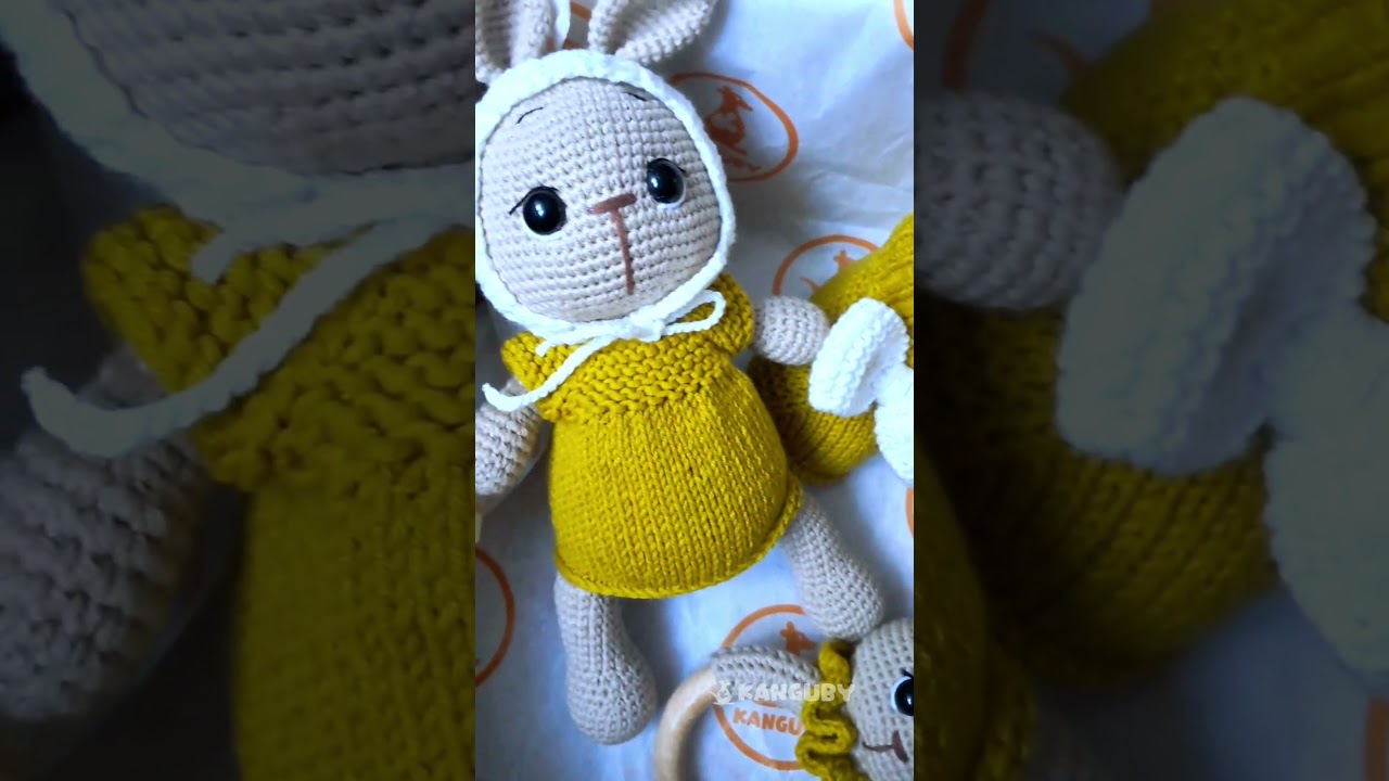 Amigurumi rabbit set 🐰💛#rabbit #amigurumirabbit #amigurumirattle #pacifierholder #crochettoy #rattle