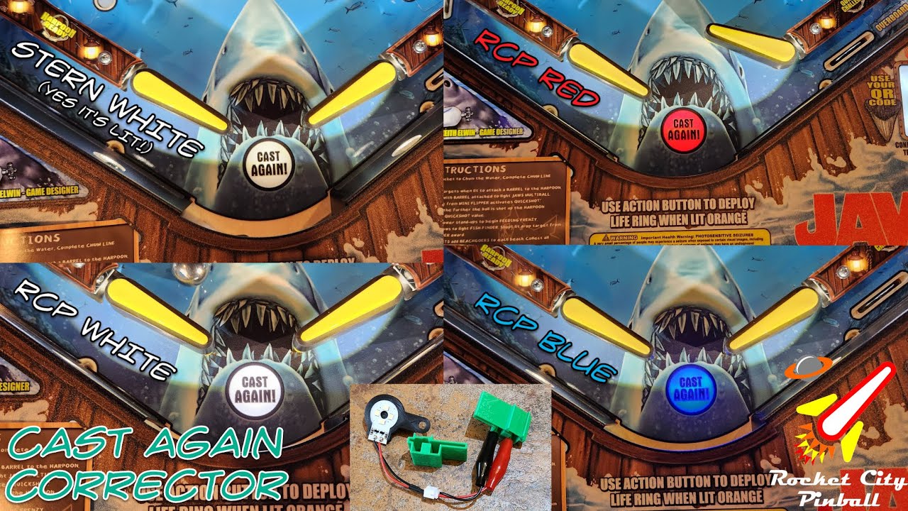 'Cast Again!' Light Corrector Mod for Stern Jaws pinball, by Rocket City Pinball