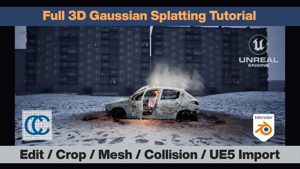 Полный урок по 3D-разбрызгиванию по Гауссу, обрезка, преобразование, создание сетки, импорт в UE5...